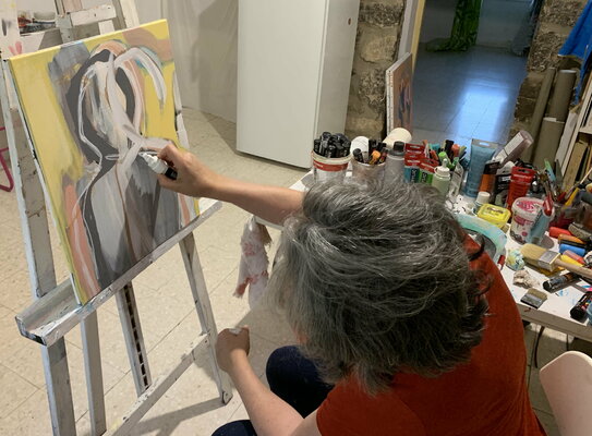 Anne Iris in the Studio: Création de " Deux, jaune et gris ", dont une vidéo va bientôt être postée.