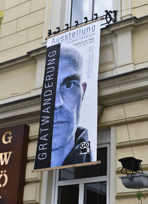 Thomas Pramhas in the Studio: Ausstellungsplakat - "Gratwanderung" im Jahr 2015.