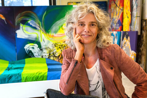 Tiny De Bruin in the Studio: With pop-art Rolling Stones in my Tiny's galerie studio by Copyrigh FotostudioWierd