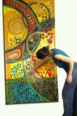 Maria Moretti in the Studio: Maria Moretti - painter at work 2