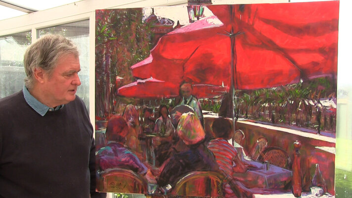 Peter Wood in the Studio: The scale of  30 X 40 inch work