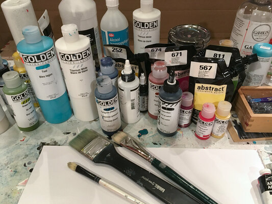 Chantal Proulx in the Studio: Échantillon de mes peintures et outils
