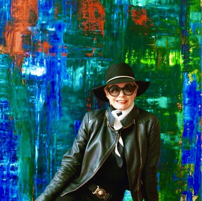 Catherine Timotei in the Studio: XXI- Réflection bleu, Green, red and yellow-2015