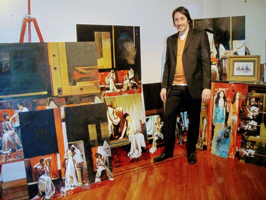 Marco Ortolan in the Studio: El Pintor y algunas de sus obras.