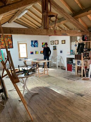 F G Davis in the Studio