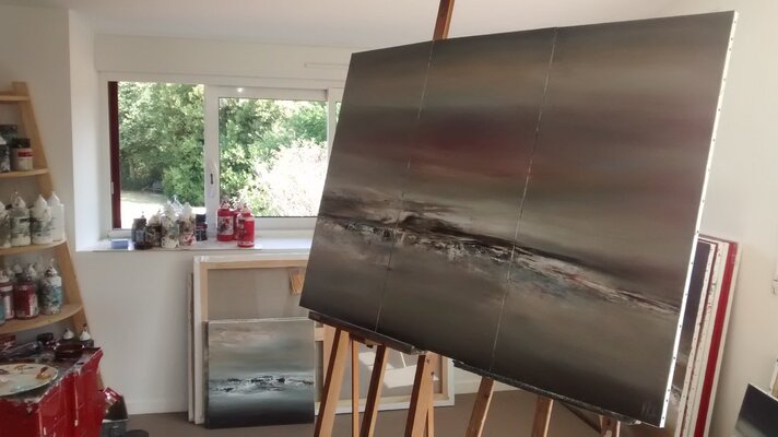 Nicolas Ruelle im Studio: Triptyque en cours dans l'atelier