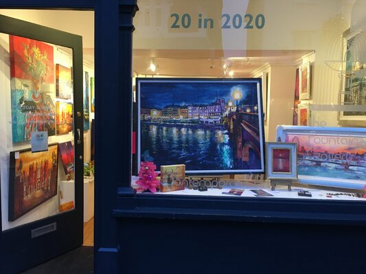 Patricia Clements in the Studio: My Exhibition at the Fountain Gallery Hampton Court .  Ruchmond Bridge in the window