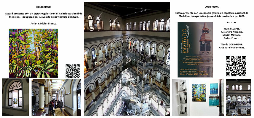 Didier Franco in the Studio: Lanzamiento e inauguración Palacio Nacional del arte y la moda. 3, 4 y 5 piso. Noviembre 25 de 2021 Medellín, Antioquia. Representado por COLIBRISUR