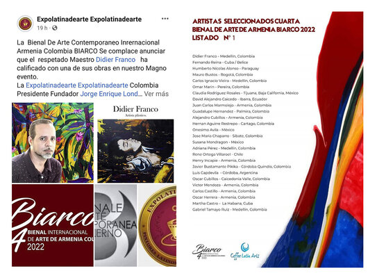 Didier Franco in the Studio: Seleccionado para participar en la cuarta edición de la Bienal de arte de Armenia. Colombia.