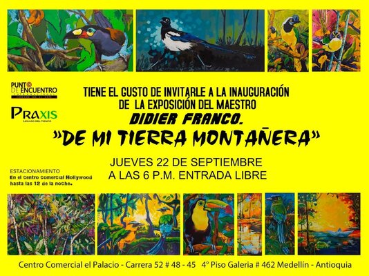 Didier Franco in the Studio: Exposición individual. Palacio Nacional del arte y la moda. 4 piso #462 Galería Praxis. Septiembre 22 de 2022 Medellín. Antioquía.