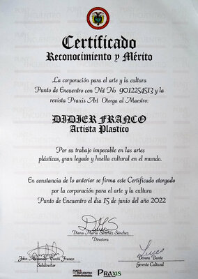 Didier Franco in the Studio: Certificado al merito