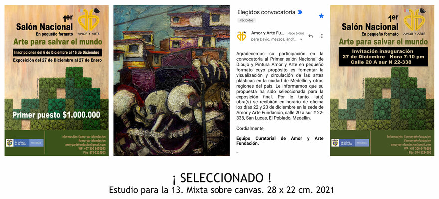 Didier Franco in the Studio: Seleccionado para participar en el primer salón nacional en pequeño formato de  AMOR Y ARTE FUNDACION