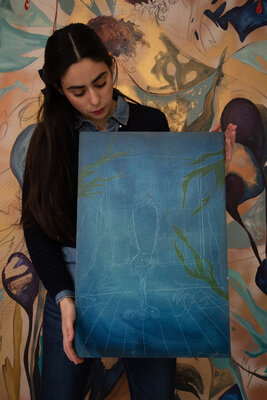 Alexia López Sosa in the Studio: With Submarine just before sending this piece to it's new collector!