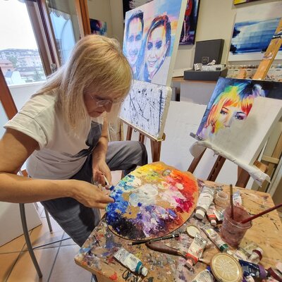Assunta Cassa in the Studio: The studio is chaos and energy. The painting is where that energy takes shape.