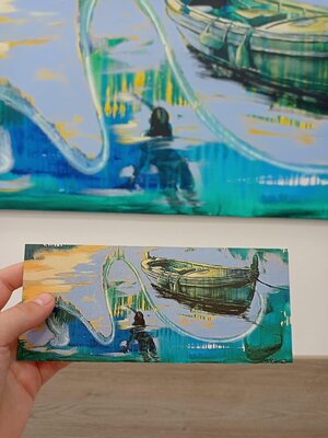 Yaroslav Yasenev in the Studio: Some visitors to my exhibition with my postcards