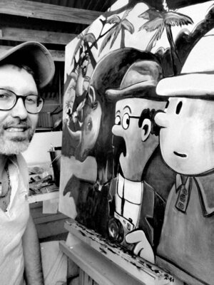 Eddy Vitalone im Studio: Work in progress. "le safari de la bande à Tintin"