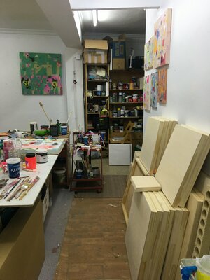 Ángel Celada in the Studio: trabajo sobre soportes resistente, tabla sobre bastidor