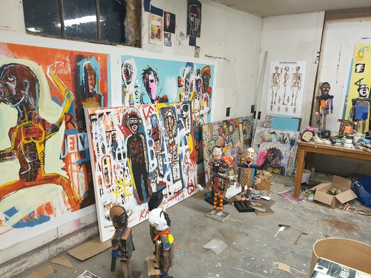 Marc Rayner in the Studio: Studio shot during frenetic work period.