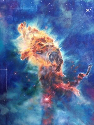 Anne Wölk in the Studio: Detail, Carina Nebula Painting, A birthplace of stars