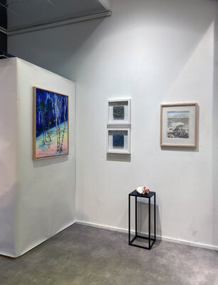 Anne Wölk in the Studio: Installation view, Collective Memory, Group Show at artspring PopUp Store, Gallery of Open Studio Festival, 2022