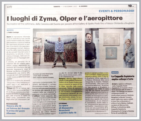 Carlo Olper in the Studio: Articolo del Quotidiano Nazionale "Il Giorno" dedicato alla mostra perosnale "Attimi di Memoria" che si è svolta nel mese di ottobre 2022 presso la Gallerie ARC Gallery di Monza