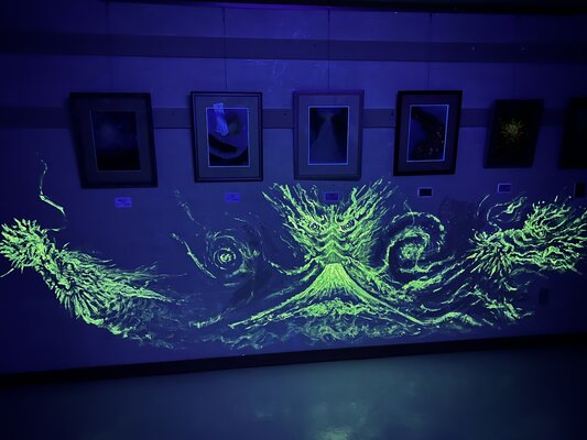 Hirono Nakamura in the Studio: Hidden dragons emerge under blacklight, inviting visitors into another world.