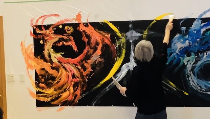 Hirono Nakamura in the Studio: Creating dragons through live painting, where each brushstroke follows the flow of energy.