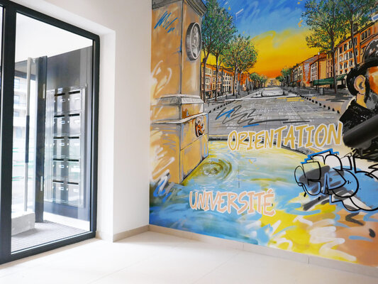 Pappay in the Studio: Réalisation d'une fresque, immeuble d'habitation Aix-en-Provence