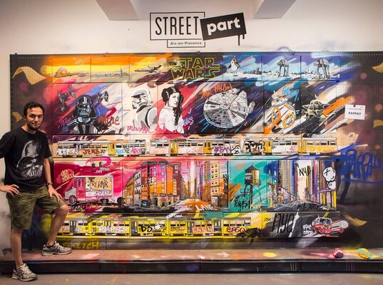 Pappay in the Studio: Réalisation d'une fresque Galerie Street Part Aix-en-Provence