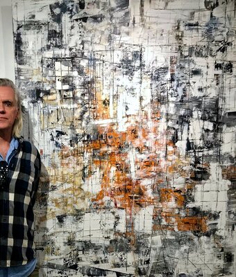 Matthias Lupri in the Studio: Matthias with "A Downtown Mandala" (SOLD)