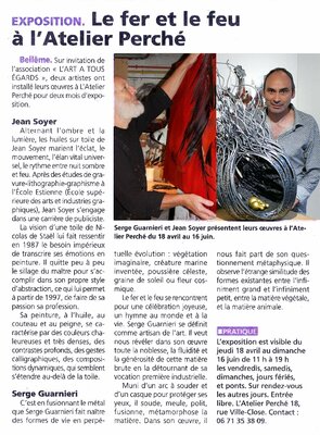Jean Soyer in the Studio: EXPOSITION à la Galerie "Atelier Perché" à Bellême dans le Perche
