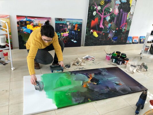 Edith Torony in the Studio