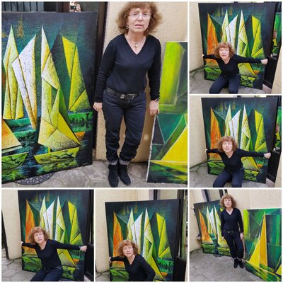 Estela Del Valle Mañez in the Studio: "VELAS TEXTURAS en VERDE",  esta pintura muy trabajada tanto en su color como en sus formas, pertenece a  la serie de "VELAS", un TEMA que la Pintora  Estela Del Valle, a pintado en diferentes etapas de su trayectoria artisticacon mucha pasión