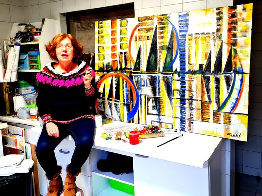 Estela Del Valle Mañez in the Studio: Pintura finalizada y firmada, "ABSTRACCIÓN de VALAS",...........VENDIDA