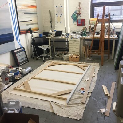 Michele Krauss in the Studio: Big format paintings, require a lot of elbow grease!