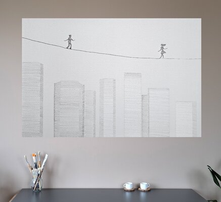 Painter Coded in the Studio: 'Over the City #1' is hanging on the studio wall.
