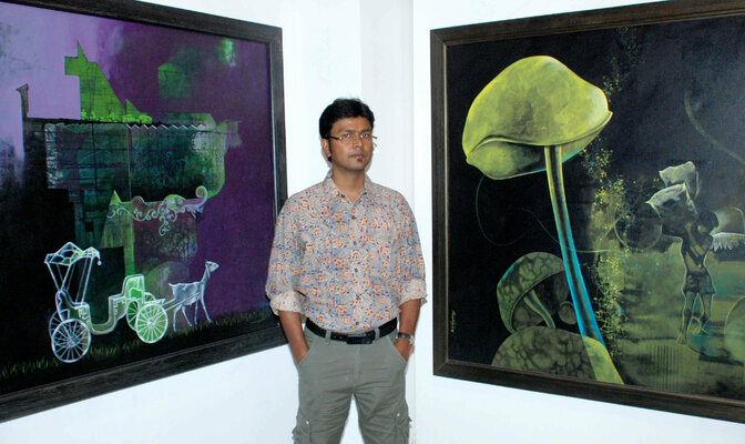 Pradip Sengupta in the Studio