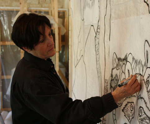 Odile CARITEAU in the Studio: Etude sur "La Dame à la licorne". 2018-2019
