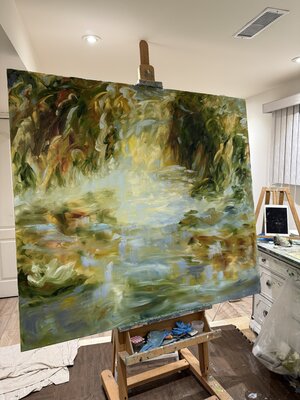 Darlene Winfield in the Studio: Working on a large scale pond!