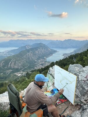 Andrey Chebotaru in the Studio: A plein air painting session in Montenegro, in the mountain village of Njeguši.