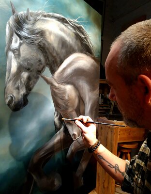 Fabien Petillion in the Studio: Peinture à l'huile,  travail à l'atelier