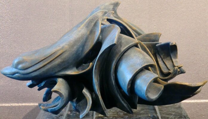 Giovanni Tomaselli in the Studio: "Ditirambo Arione" ceramica patinata  bronzo