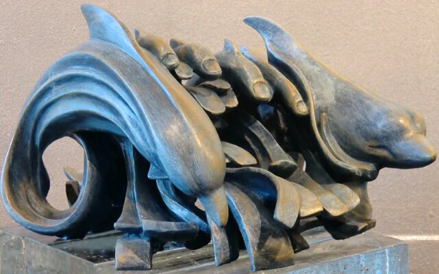 Giovanni Tomaselli in the Studio: "Ditirambo Arione" ceramica patinata  bronzo