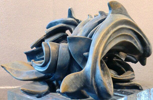 Giovanni Tomaselli in the Studio: "Ditirambo Arione" ceramica patinata  bronzo