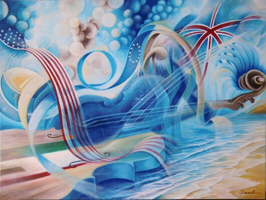 Giovanni Tomaselli in the Studio: "Preludio di mare in tempesta" acrilico su tela cm. 80x60