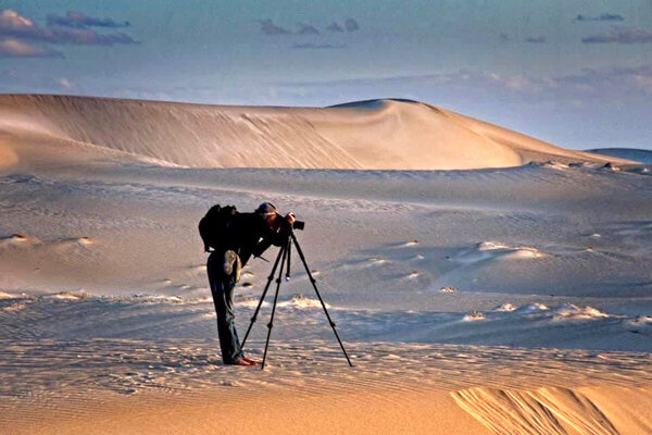 Bruce Peebles in the Studio: Getting up before dawn to climb the massive sand dunes at Fowler Bay, South Australia, is all part of my studio work. This climb resulted in more inspiration for some upcoming artworks.