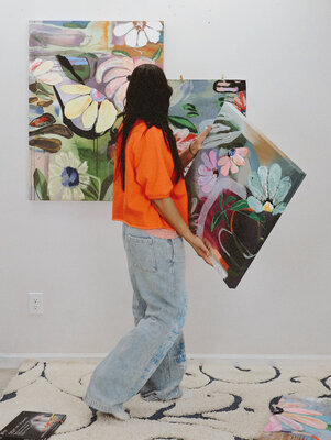 POOVI ART in the Studio: work in progress - minimal abstract extra large painting