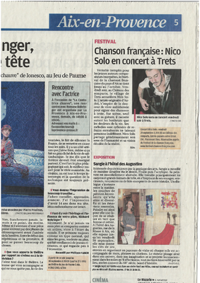 Sangie in the Studio: Article presse journal La Provence, exposition dans l'ancien couvent des Augustins, Aix-en-Provence