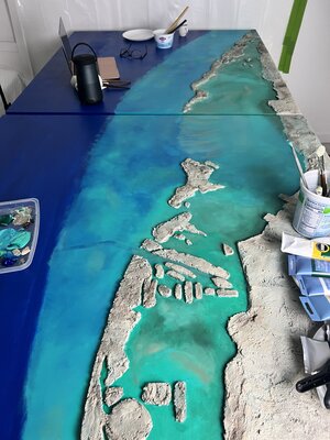 Ana Hefco in the Studio: Commissioned 48"x96" painting in progress