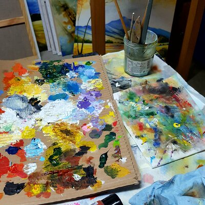 Eric Bruni in the Studio: Palette de peinture